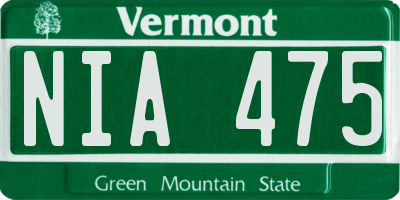 VT license plate NIA475