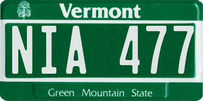 VT license plate NIA477