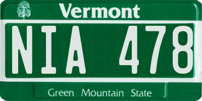 VT license plate NIA478