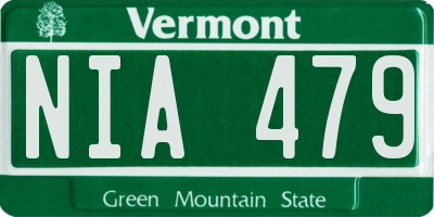 VT license plate NIA479
