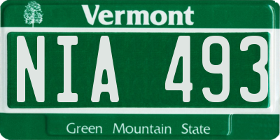 VT license plate NIA493