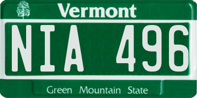 VT license plate NIA496