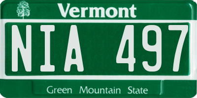VT license plate NIA497