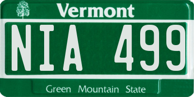 VT license plate NIA499