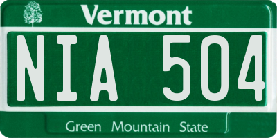 VT license plate NIA504