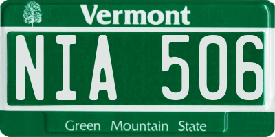 VT license plate NIA506