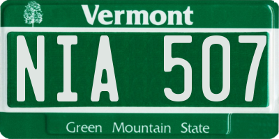 VT license plate NIA507