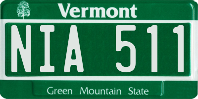 VT license plate NIA511