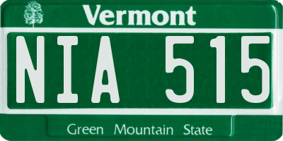 VT license plate NIA515