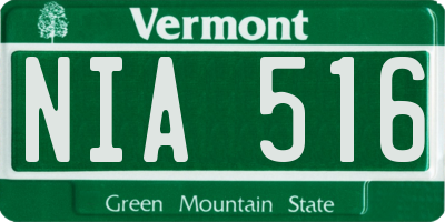 VT license plate NIA516