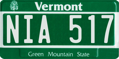 VT license plate NIA517
