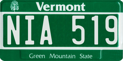 VT license plate NIA519