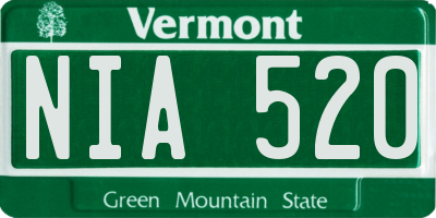 VT license plate NIA520