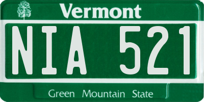 VT license plate NIA521