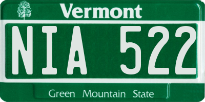 VT license plate NIA522