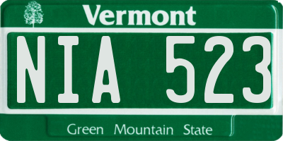 VT license plate NIA523