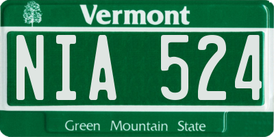 VT license plate NIA524