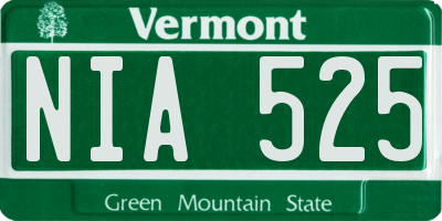 VT license plate NIA525