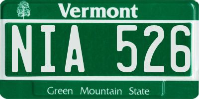 VT license plate NIA526