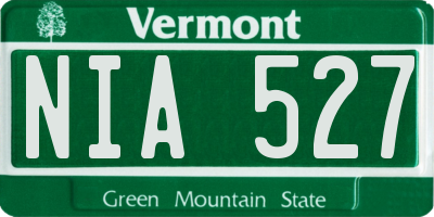VT license plate NIA527