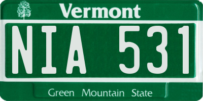 VT license plate NIA531