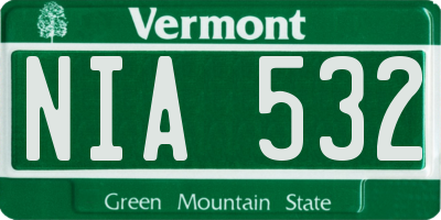 VT license plate NIA532