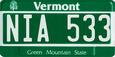 VT license plate NIA533