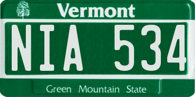 VT license plate NIA534