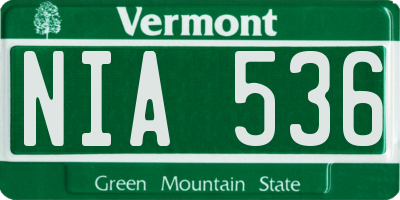 VT license plate NIA536