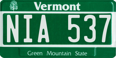 VT license plate NIA537