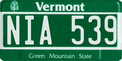 VT license plate NIA539