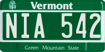 VT license plate NIA542