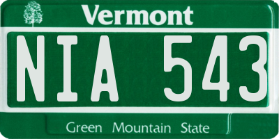 VT license plate NIA543