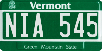 VT license plate NIA545