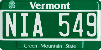 VT license plate NIA549