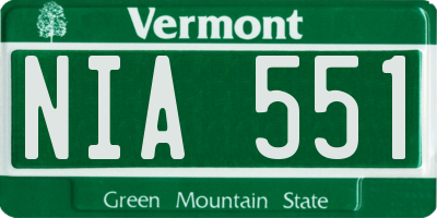 VT license plate NIA551