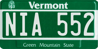 VT license plate NIA552