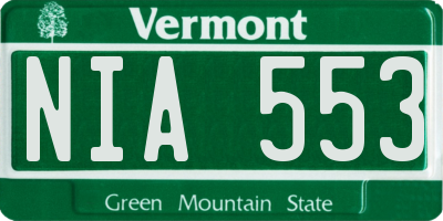 VT license plate NIA553
