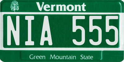 VT license plate NIA555