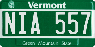 VT license plate NIA557