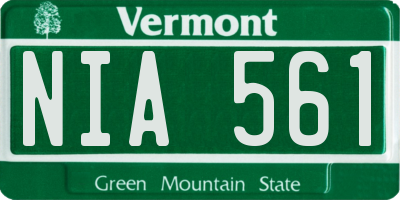 VT license plate NIA561