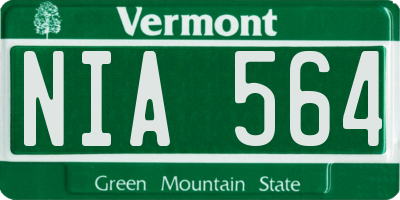 VT license plate NIA564