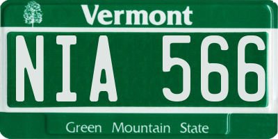 VT license plate NIA566