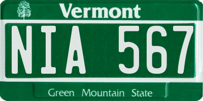 VT license plate NIA567