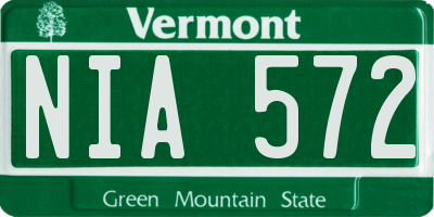 VT license plate NIA572