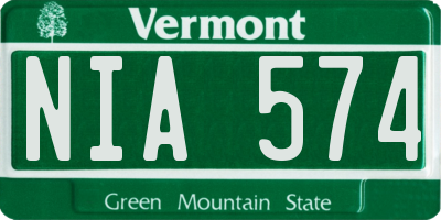 VT license plate NIA574