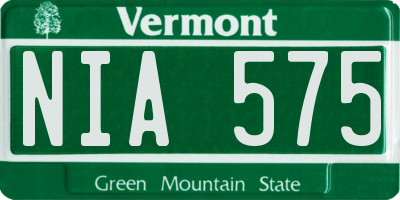 VT license plate NIA575