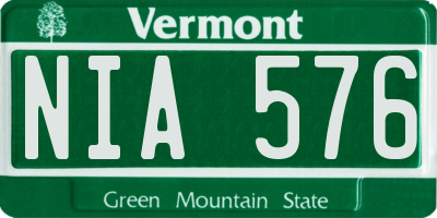 VT license plate NIA576
