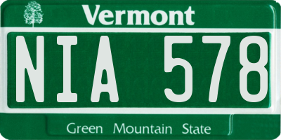 VT license plate NIA578