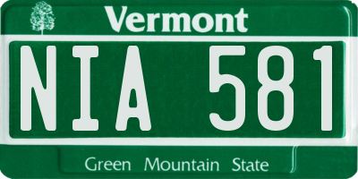 VT license plate NIA581